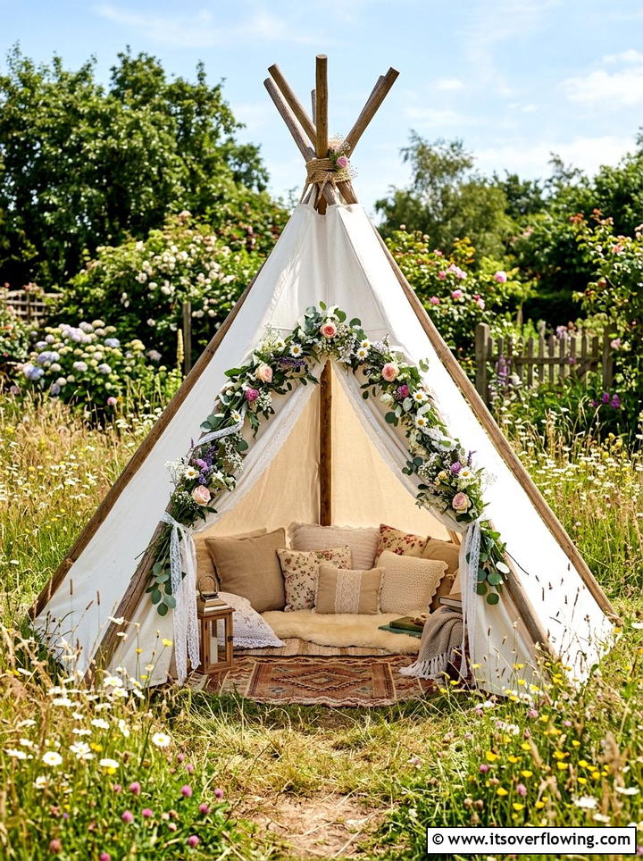 Garden Teepee Tent - 25 backyard ideas with boho style