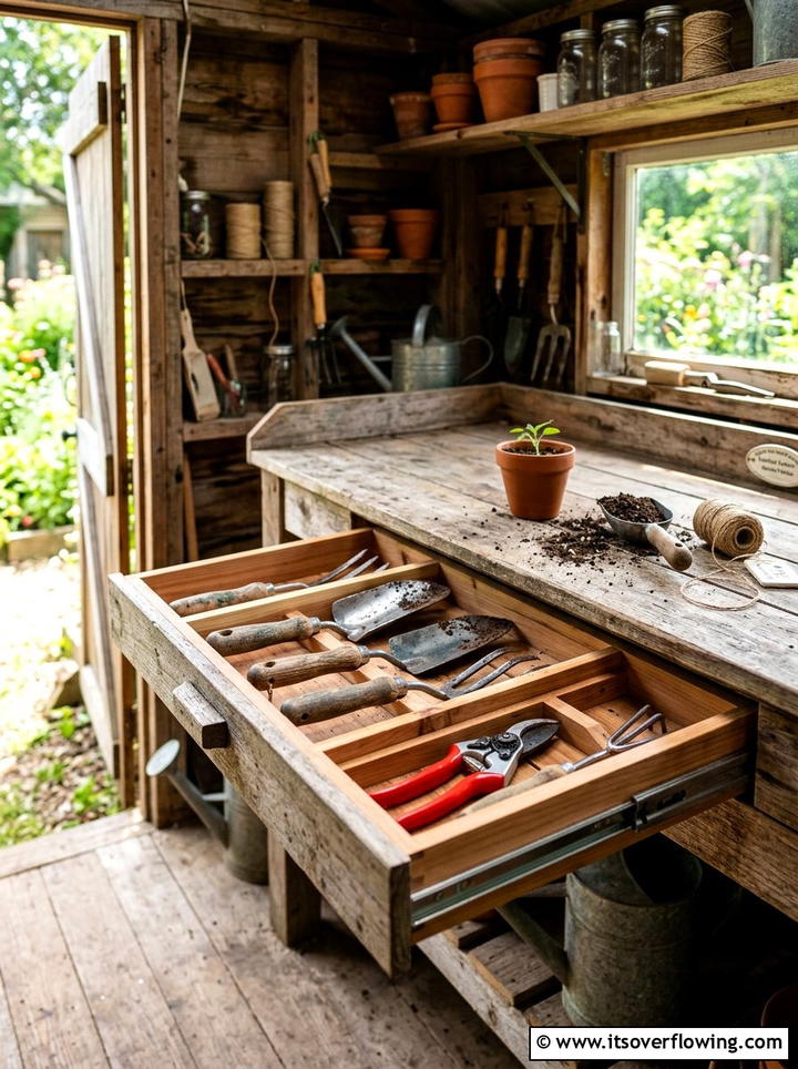 Garden Tool Drawer Organizer - 25 recycled garden ideas with old drawers