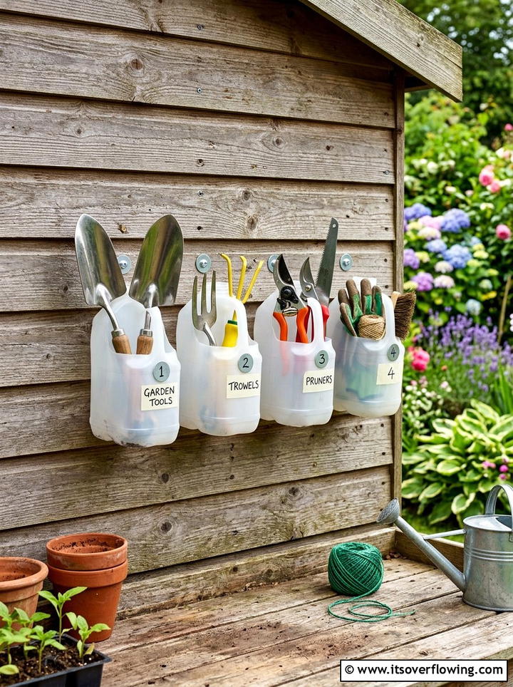 Garden Tool Organizer - 25 recycled garden ideas with plastic bottles