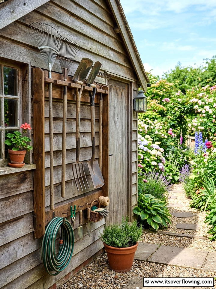 Garden Tool Organizer - 25 upcycled garden ideas with old fence boards