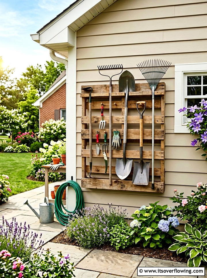 Garden Tool Organizer - 25 upcycled garden ideas with pallets