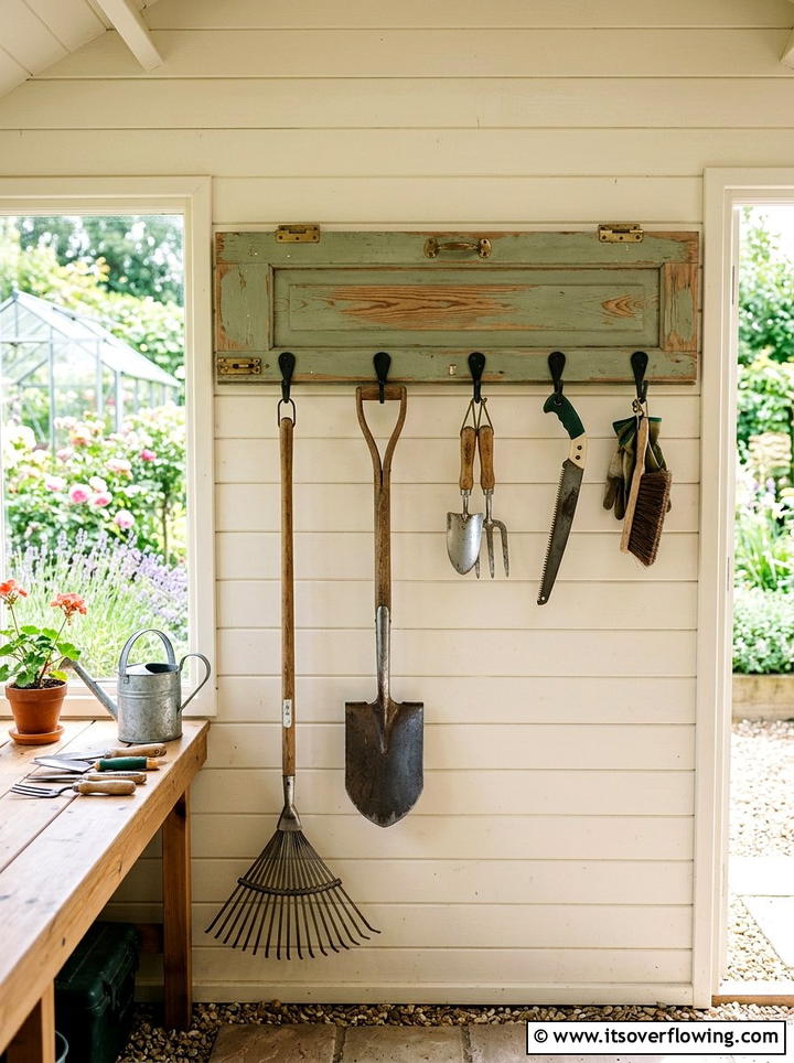 Garden Tool Rack - 25 upcycled garden ideas with cabinet doors