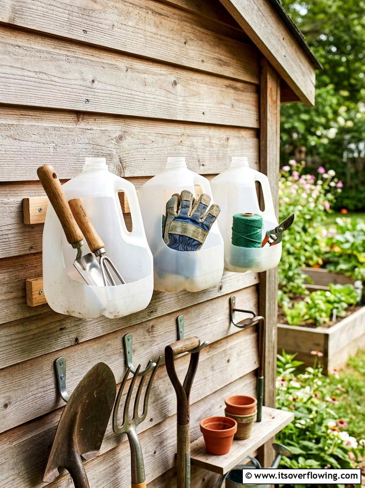 Garden Tool Storage - 25 recycled garden ideas with milk jugs