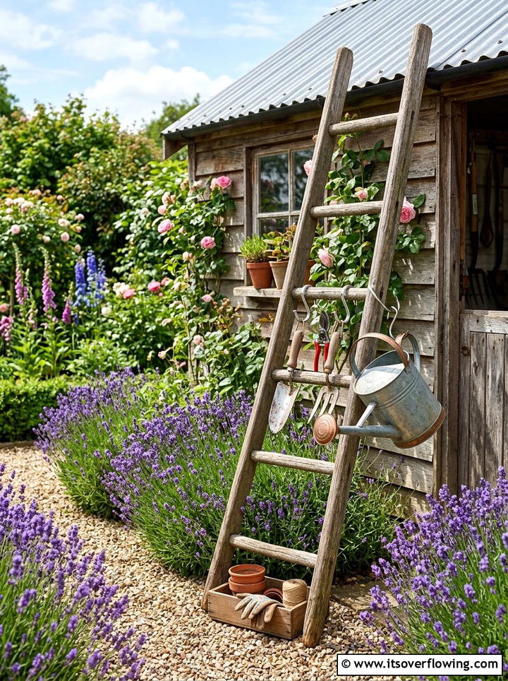 Garden Tool Storage - 25 upcycled garden ideas with old ladders