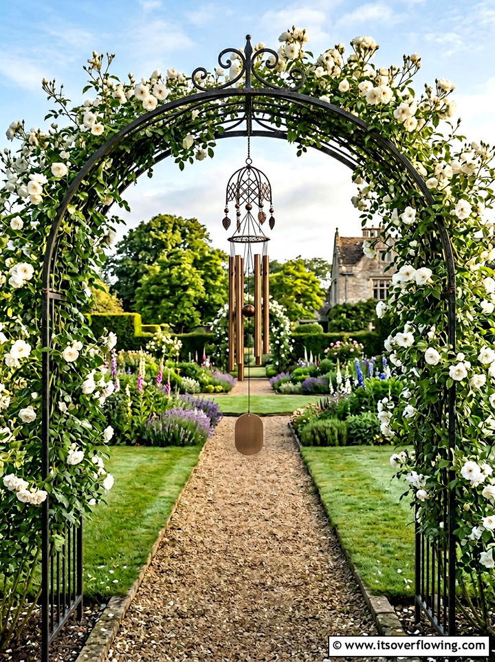 Garden Trellis Wind Chime - 25 backyard decorating ideas with wind chimes