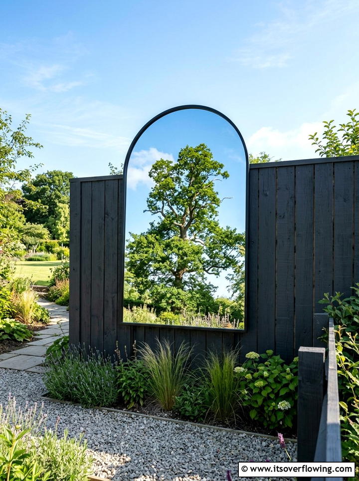 Garden Wall Mirror - 25 recycled garden ideas with mirror pieces