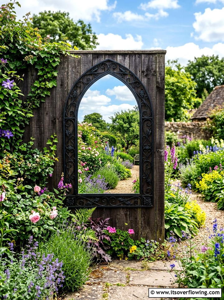 Garden Wall Mirror - 25 garden decor ideas for relaxing spaces