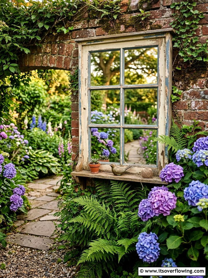 Garden Window Frame Mirror - 25 recycled garden ideas with mirror pieces