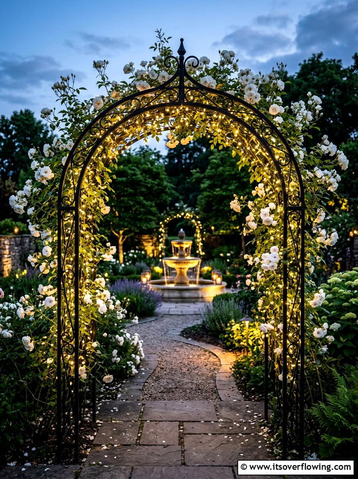 Garden arch lights - 25 garden ideas with string lights