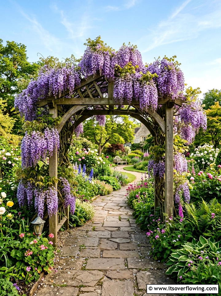 Garden archway wisteria - 25 garden decor ideas with floral displays