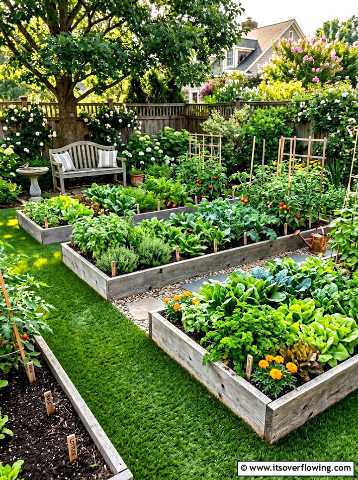 Garden bed turf border - 25 backyard ideas with artificial turf