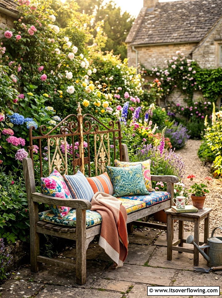 Garden bench - 25 upcycled garden ideas with old gates