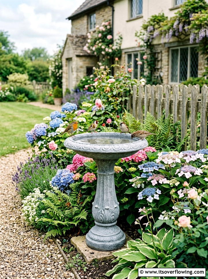 Garden bird bath - 25 garden ideas for rental homes