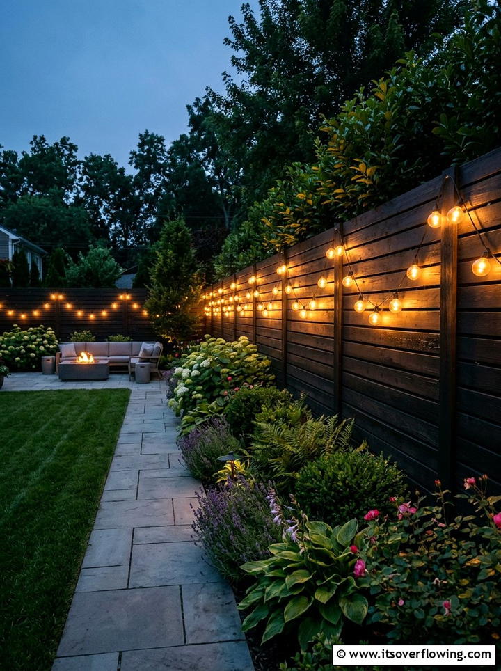 Garden fence lights - 25 garden ideas with string lights