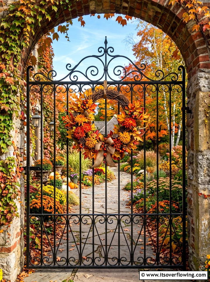 Garden gate floral hoop - 25 garden decor ideas with floral hoops