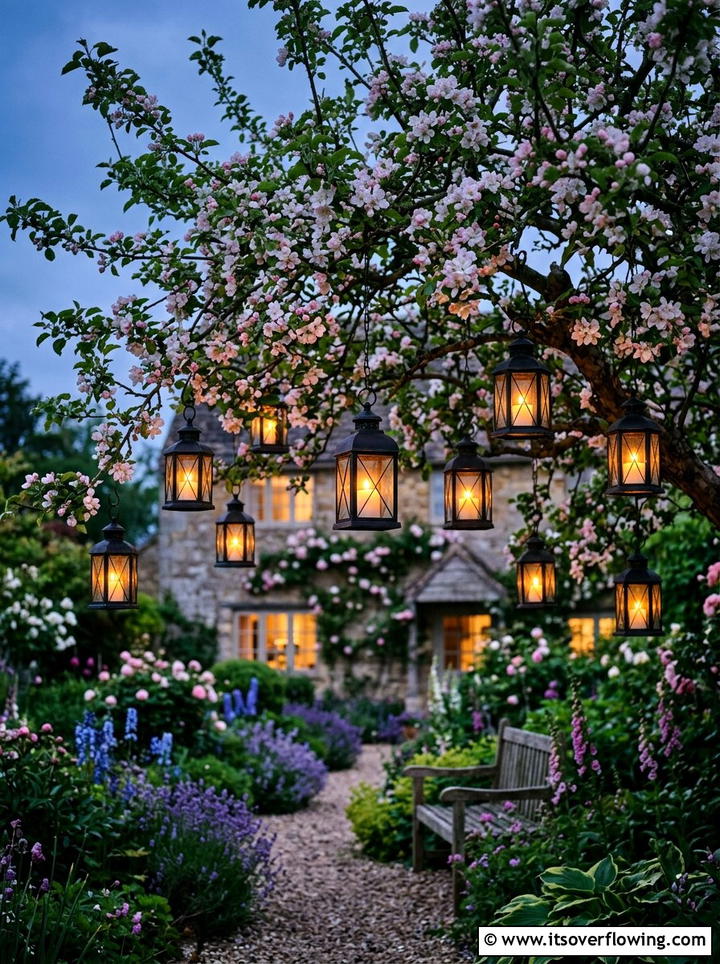 Garden lantern - 25 garden decor ideas for cottage gardens