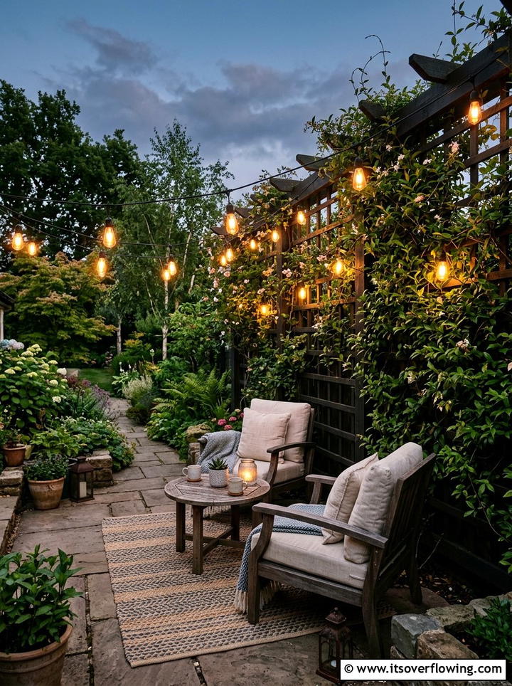 Garden lighting on trellis wall - 25 garden design ideas with trellis walls