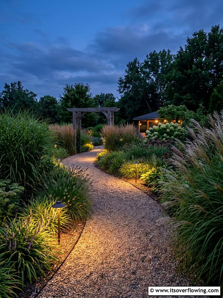 Garden path lighting - 25 backyard decorating ideas with holiday lights