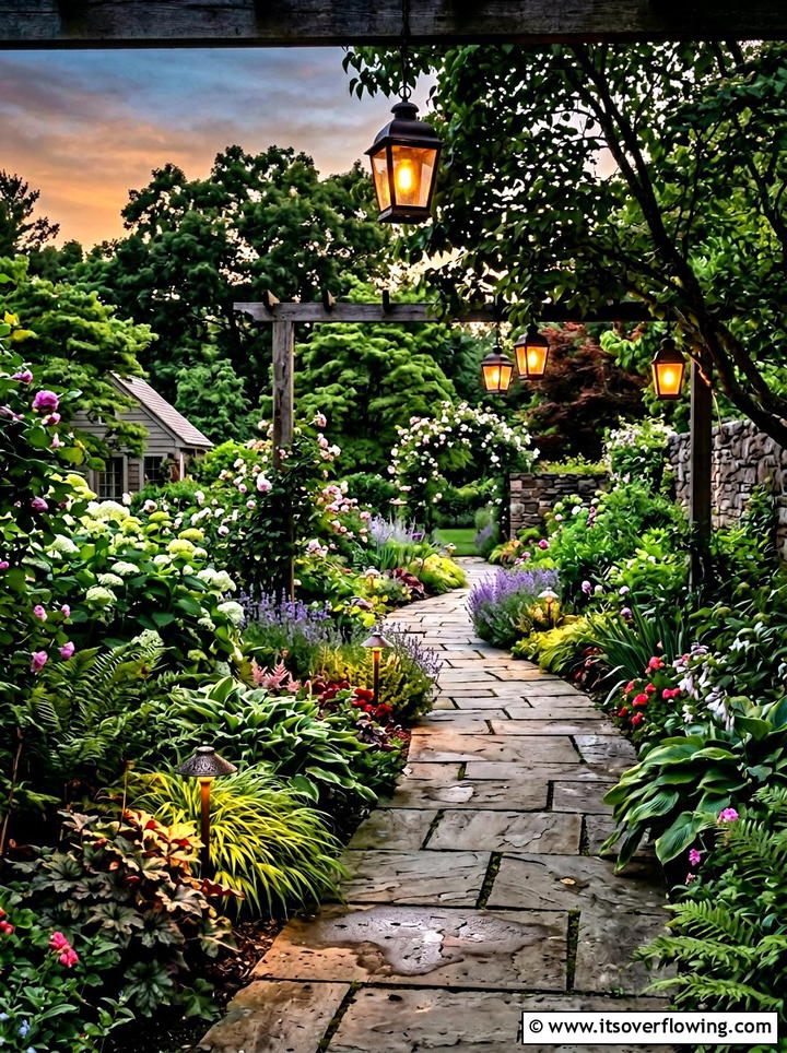 Garden path lights - 25 backyard decorating ideas with hanging lights