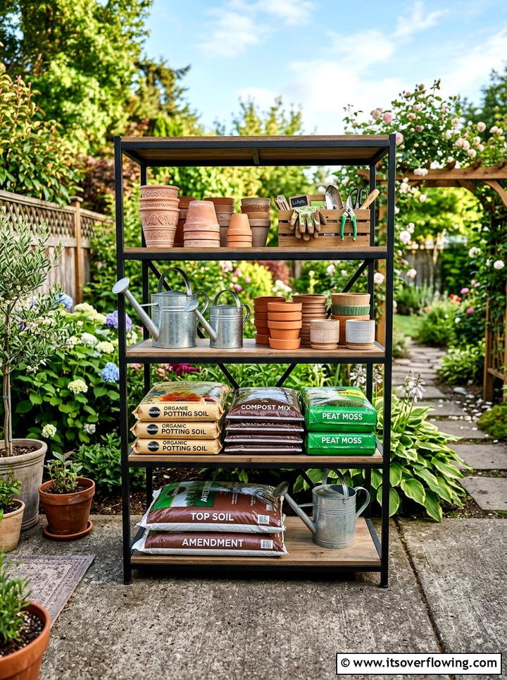 Garden storage shelf - 25 recycled garden ideas with old shelves