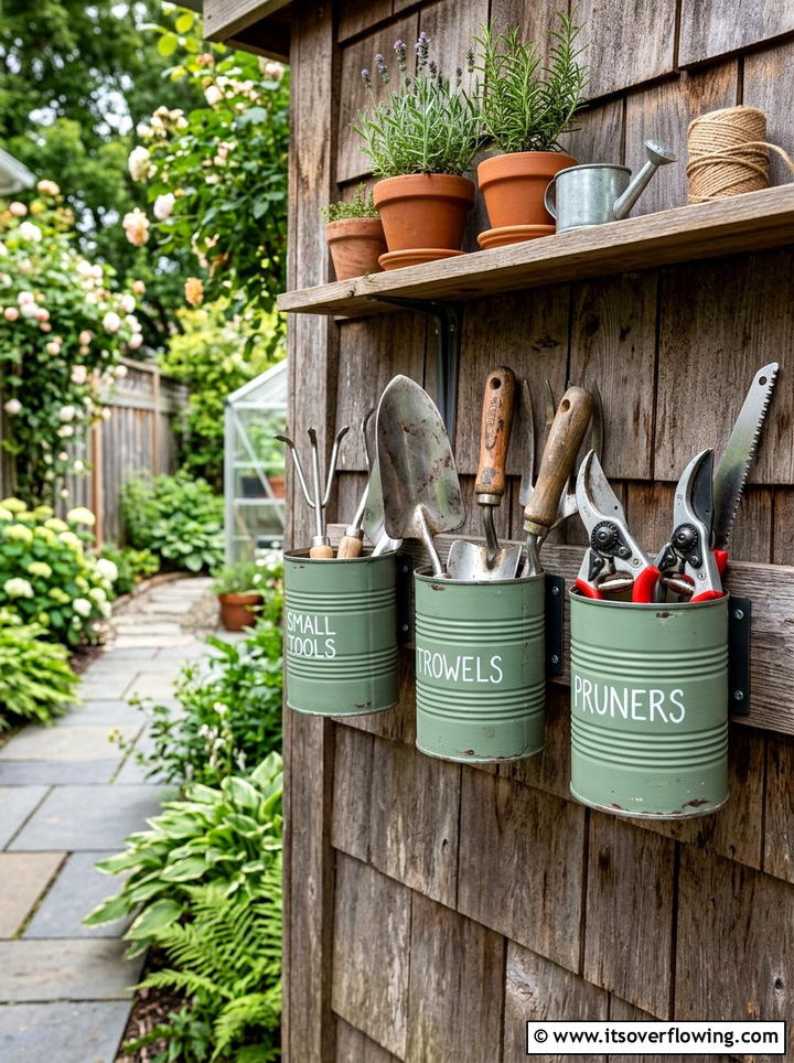 Garden tool holder tin cans - 25 recycled garden ideas with aluminum cans