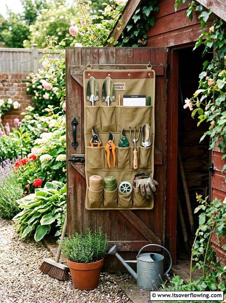 Garden tool organizer - 25 upcycled garden ideas with shoe organizers