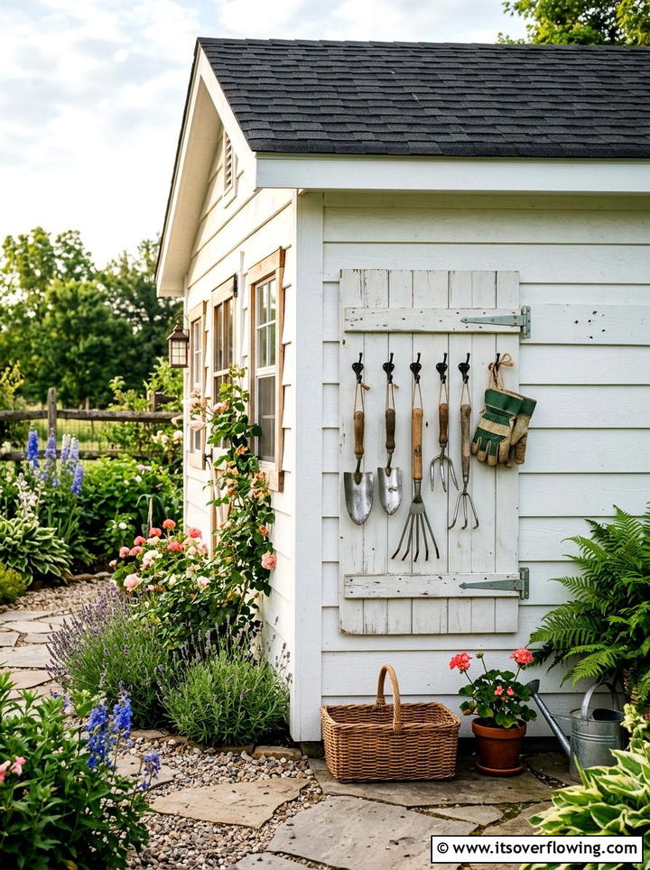 Garden tool storage - 25 upcycled garden ideas with old shutters