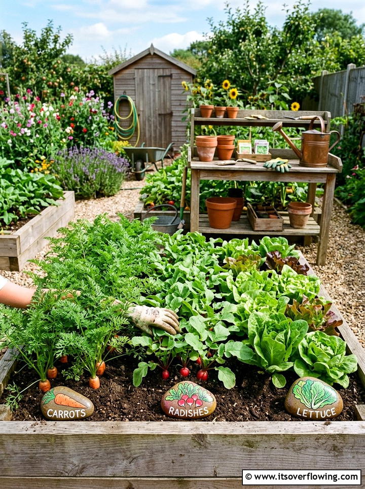 Garden vegetable rock label - 25 garden decor ideas with painted rocks