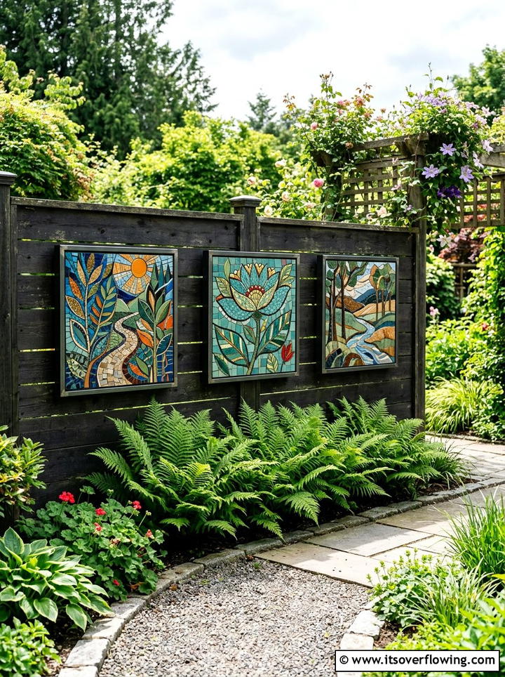 Garden wall art - 25 recycled garden ideas with leftover tiles