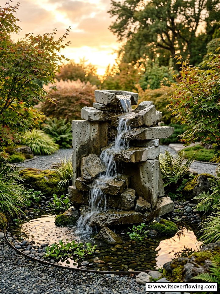 Garden water feature concrete scraps - 25 upcycled garden ideas with concrete scraps