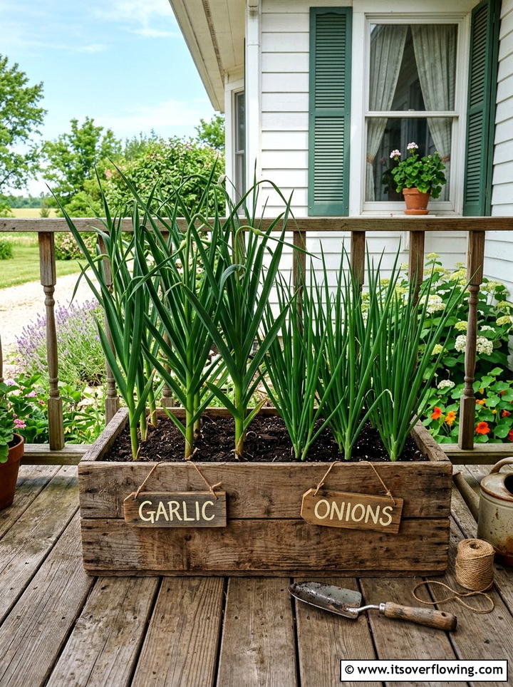 Garlic And Onion Planters - 25 front porch ideas with edible plants