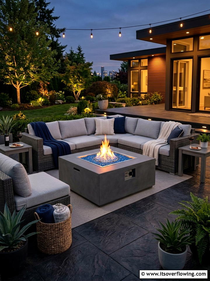 Gas Fire Table - 25 garden decor ideas for cozy evenings