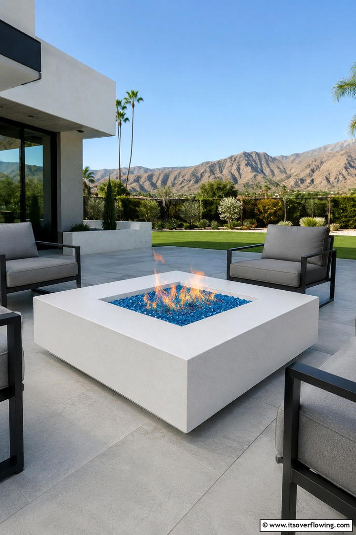 Gas Powered Contemporary Square Fire Pit - 30 Square Fire Pit Ideas for Modern Outdoor Gathering Spaces