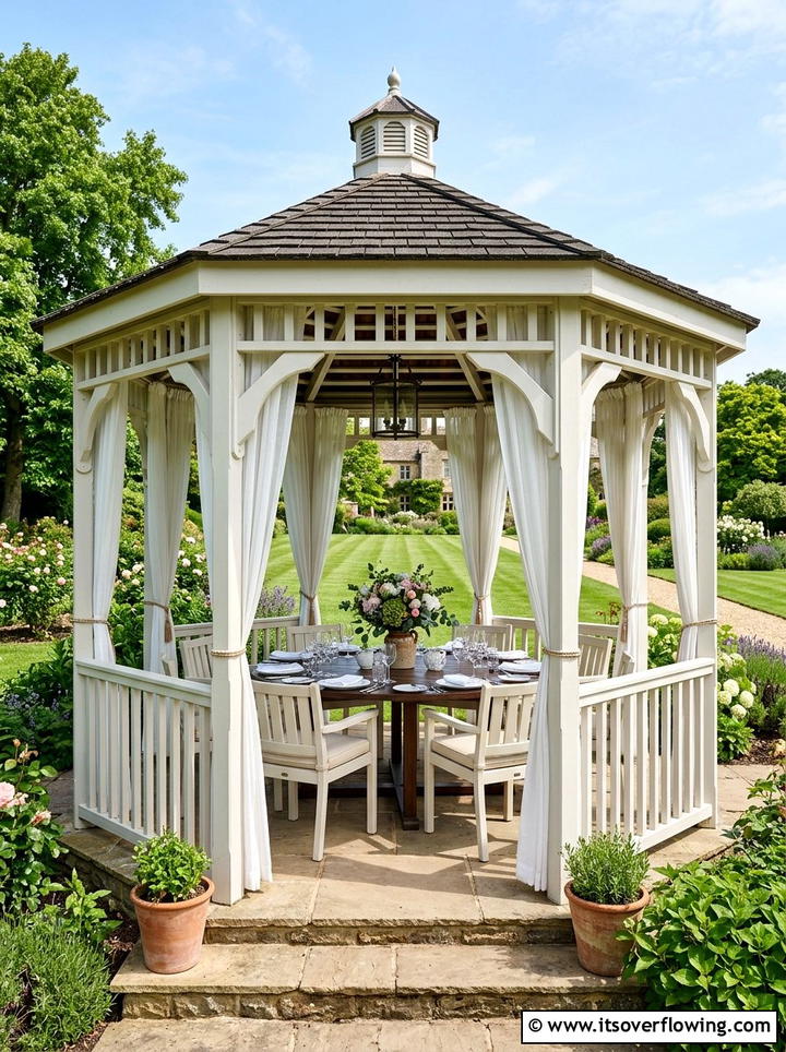 Gazebo Dining Area - 25 backyard ideas with dining area
