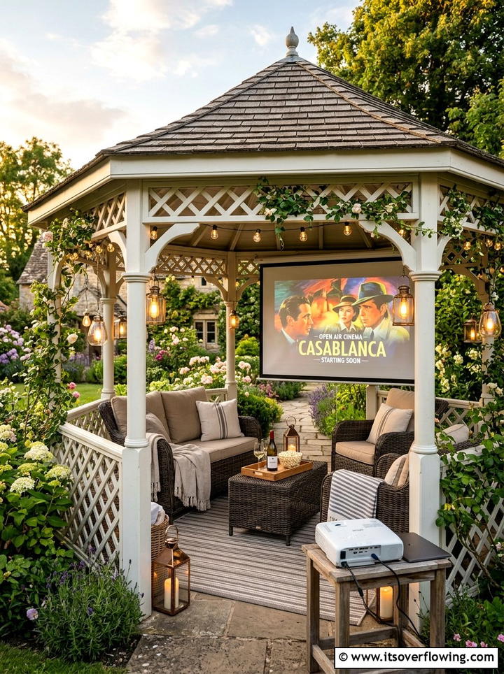 Gazebo Projector Setup - 25 backyard ideas with projector screen