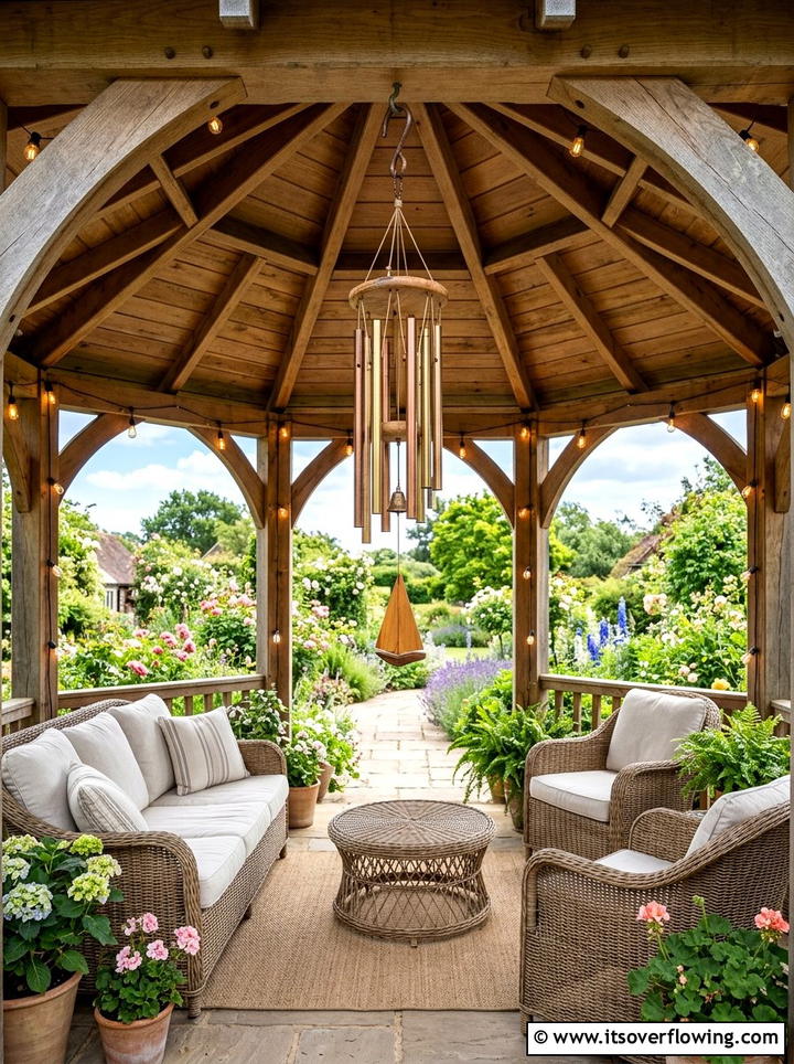 Gazebo Roof Wind Chime - 25 backyard decorating ideas with wind chimes