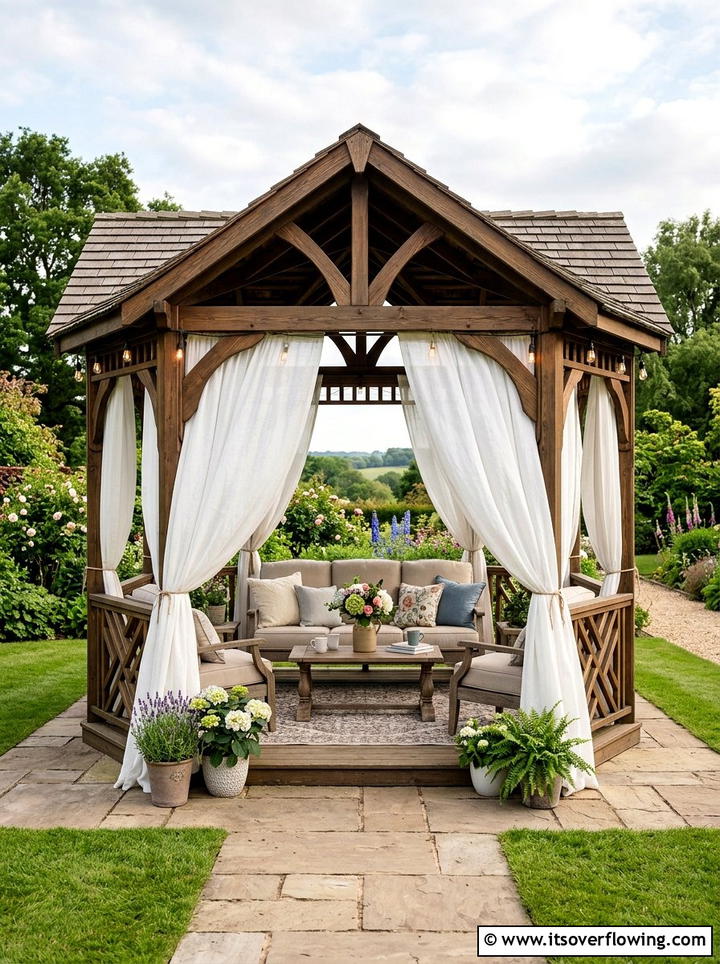 Gazebo With Curtains - 25 backyard ideas with gazebo