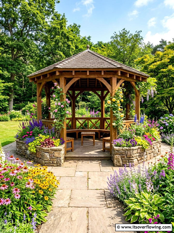 Gazebo With Flower Beds - 25 garden ideas with gazebo