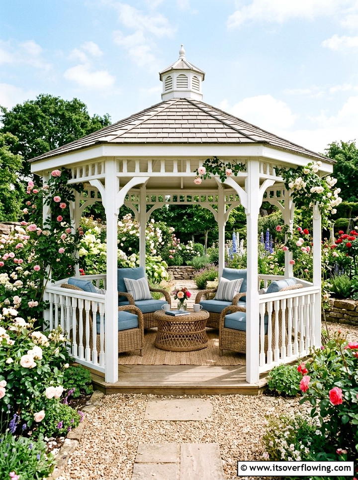 Gazebo With Rattan Furniture - 25 garden ideas with seating
