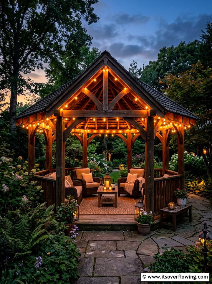 Gazebo With String Lights - 25 garden ideas with gazebo