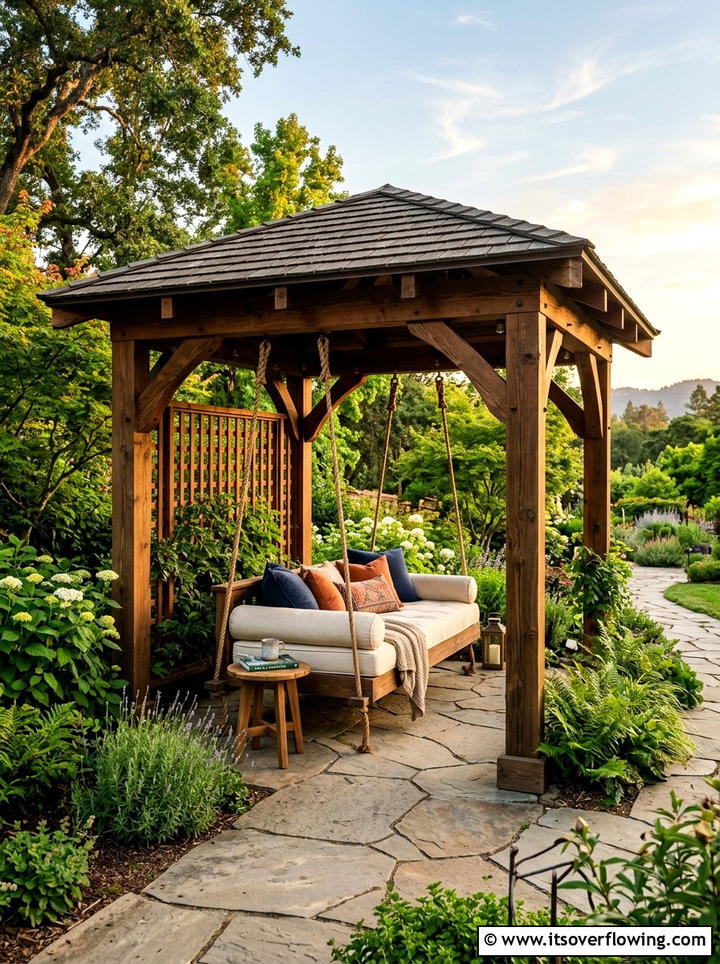 Gazebo With Swing Chair - 25 backyard ideas with gazebo