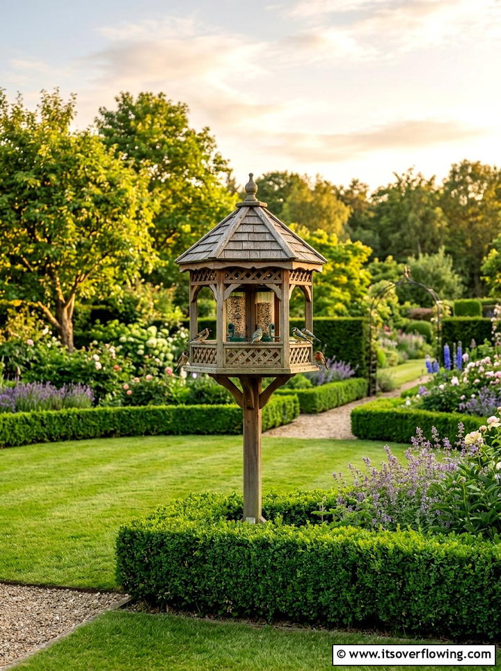 Gazebo bird feeder - 25 garden decor ideas with feeders