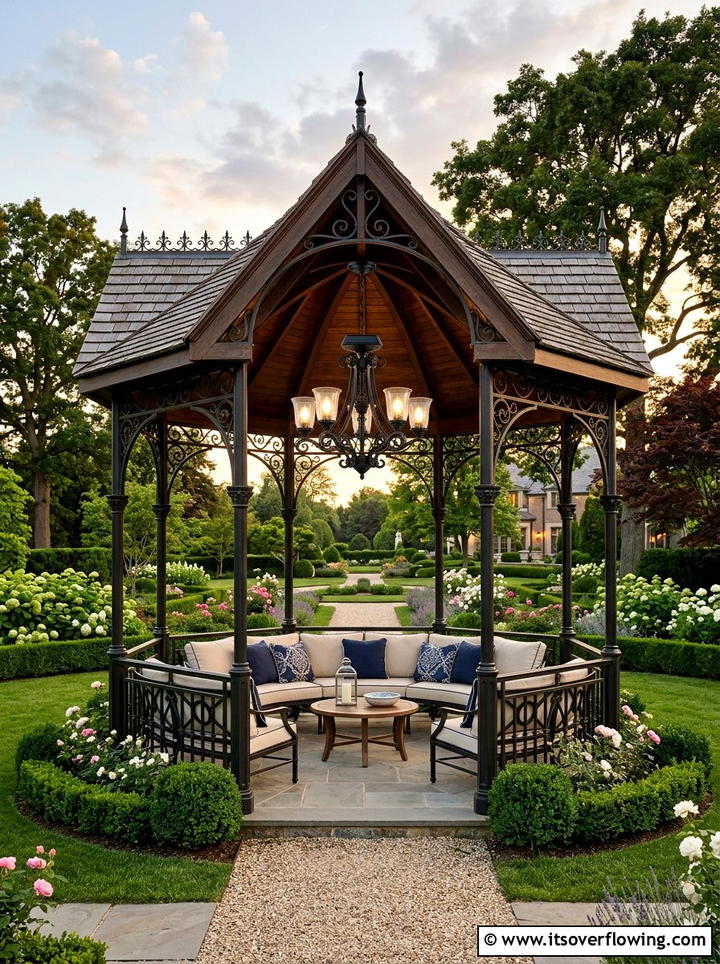 Gazebo solar chandelier - 25 garden ideas with solar lights