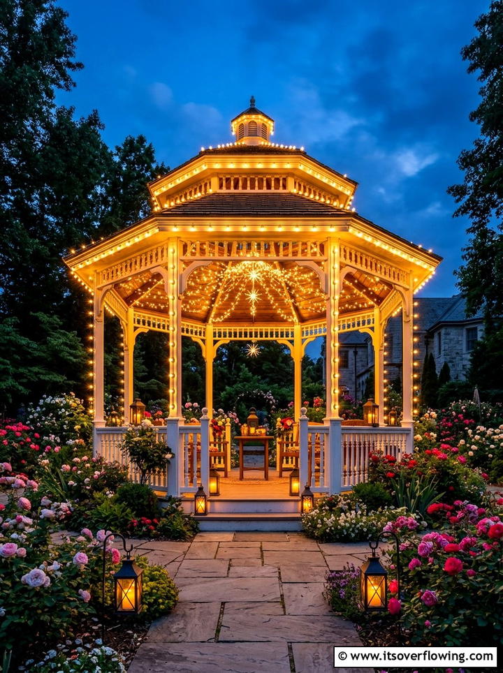 Gazebo string lights - 25 garden ideas with string lights