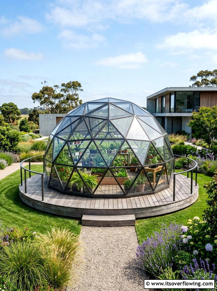 Geodesic Dome Greenhouse - 25 backyard ideas with greenhouse