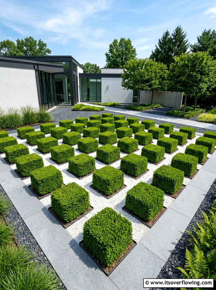 Geometric Boxwood Garden - 25 creative garden ideas with topiary shapes