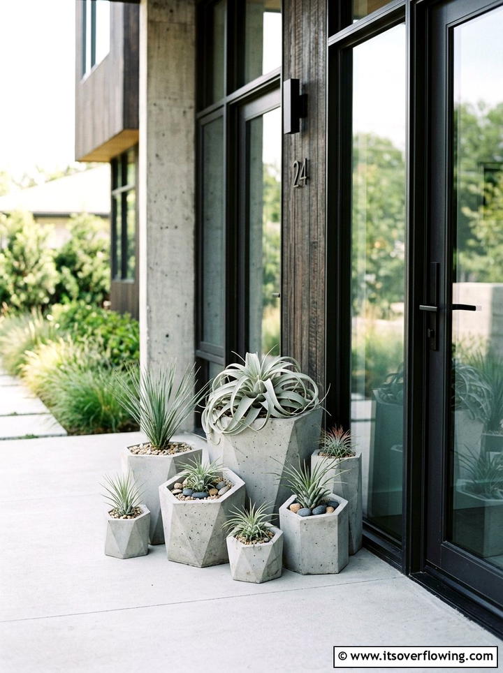 Geometric Cement Pots - 25 front porch ideas with concrete planters