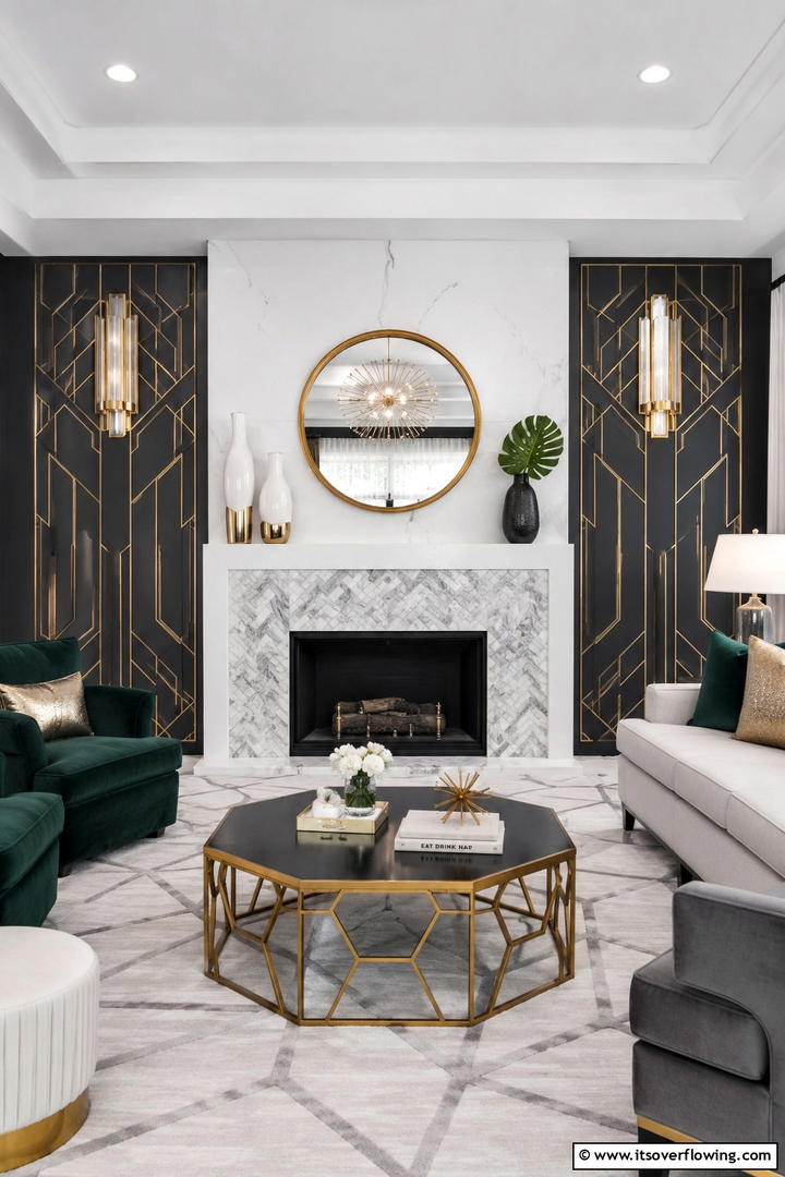 Geometric Marble Patterns - 25 Elegant Marble Fireplace Ideas for a Luxurious Look