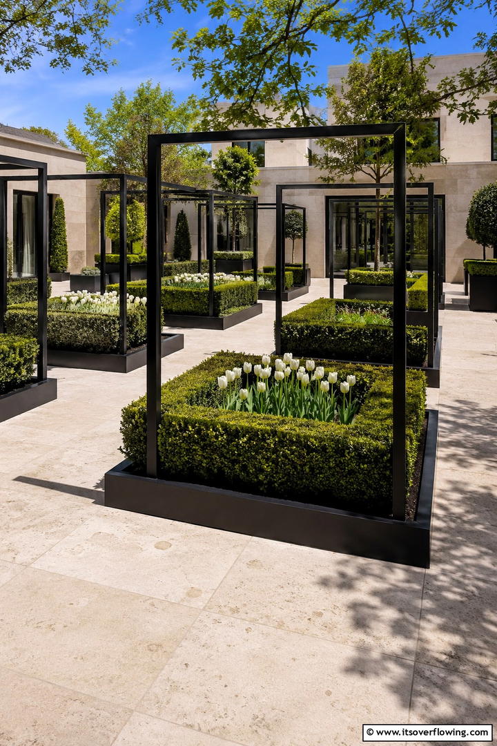 Geometric Metal Frames - 30 Modern Garden Edging Ideas to Define Your Outdoor Space