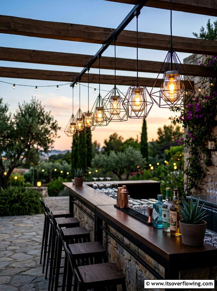 Geometric Metal Jar Cage - 25 garden decor ideas with hanging jars